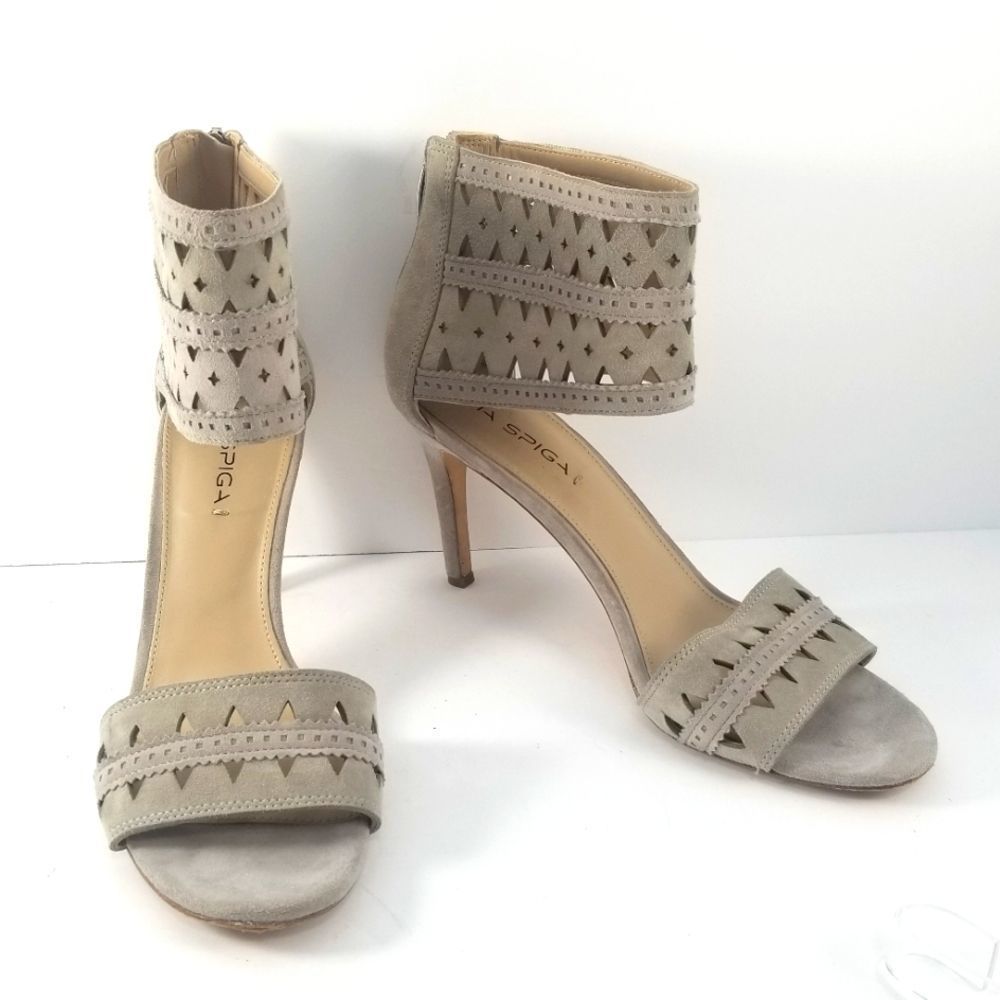 Via Spiga Vanka Gray Suede Heels with Rear Zipper Entry SIZE 10. S773